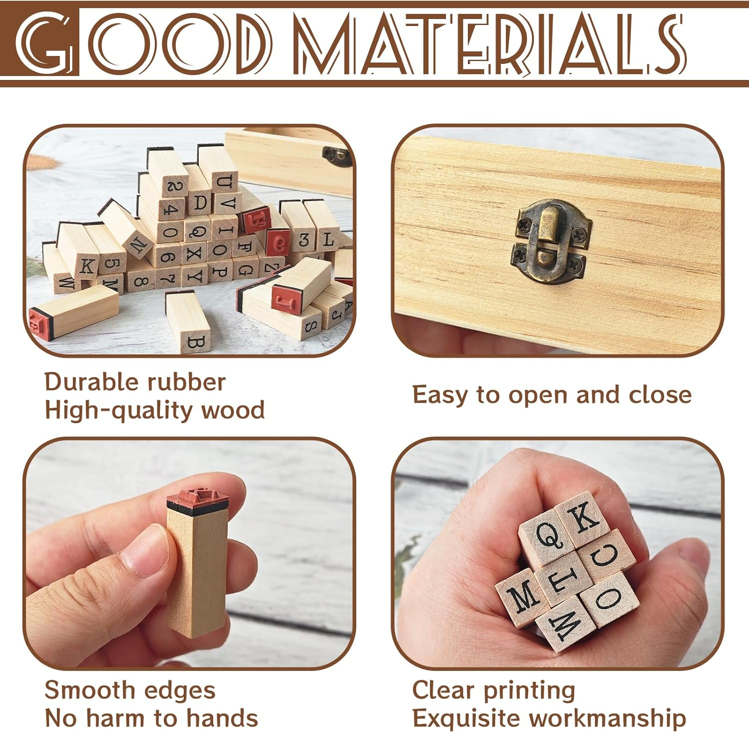 36 Pcs Letter Alphabet Stamps Set for Crafting, Small Wooden Rubber Stamps for Kids Scrapbooking & Classroom Activities -Card Making, DIY Crafts, and Scrapbooking Supplies