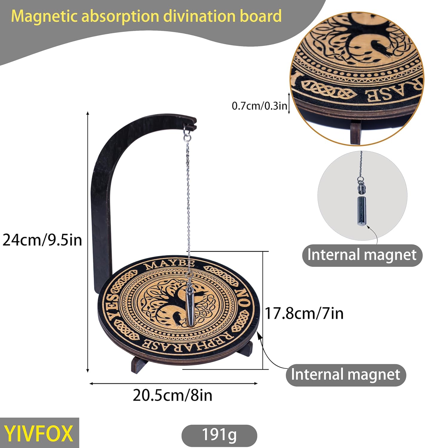YIVFOX Mysterious and Downing Pendulum Stand Magnetic (4 Patterns Total) - 24x8.5x7 Magnetic Spiritual Decision-Making Tool
