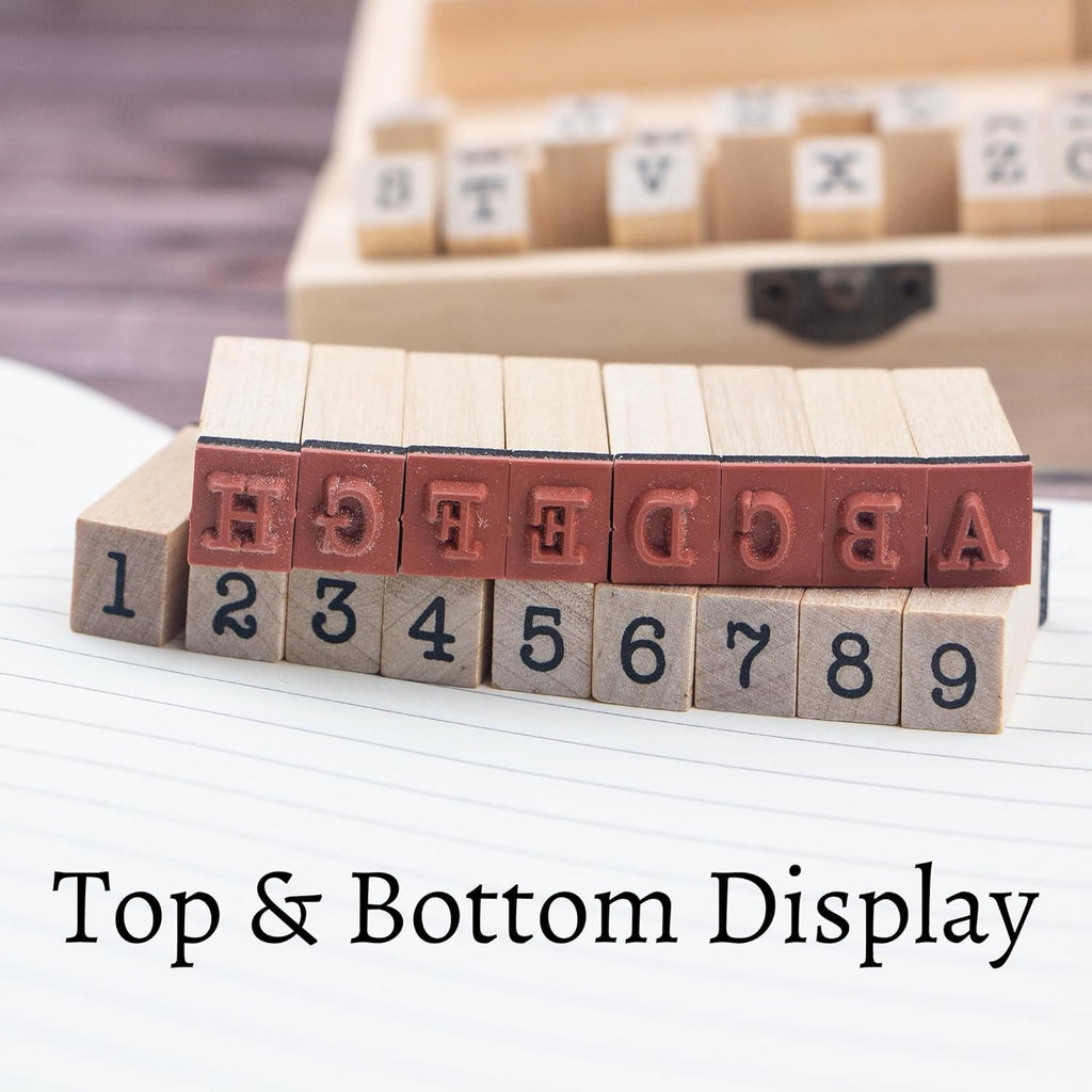 36 Pcs Letter Alphabet Stamps Set for Crafting, Small Wooden Rubber Stamps for Kids Scrapbooking & Classroom Activities -Card Making, DIY Crafts, and Scrapbooking Supplies