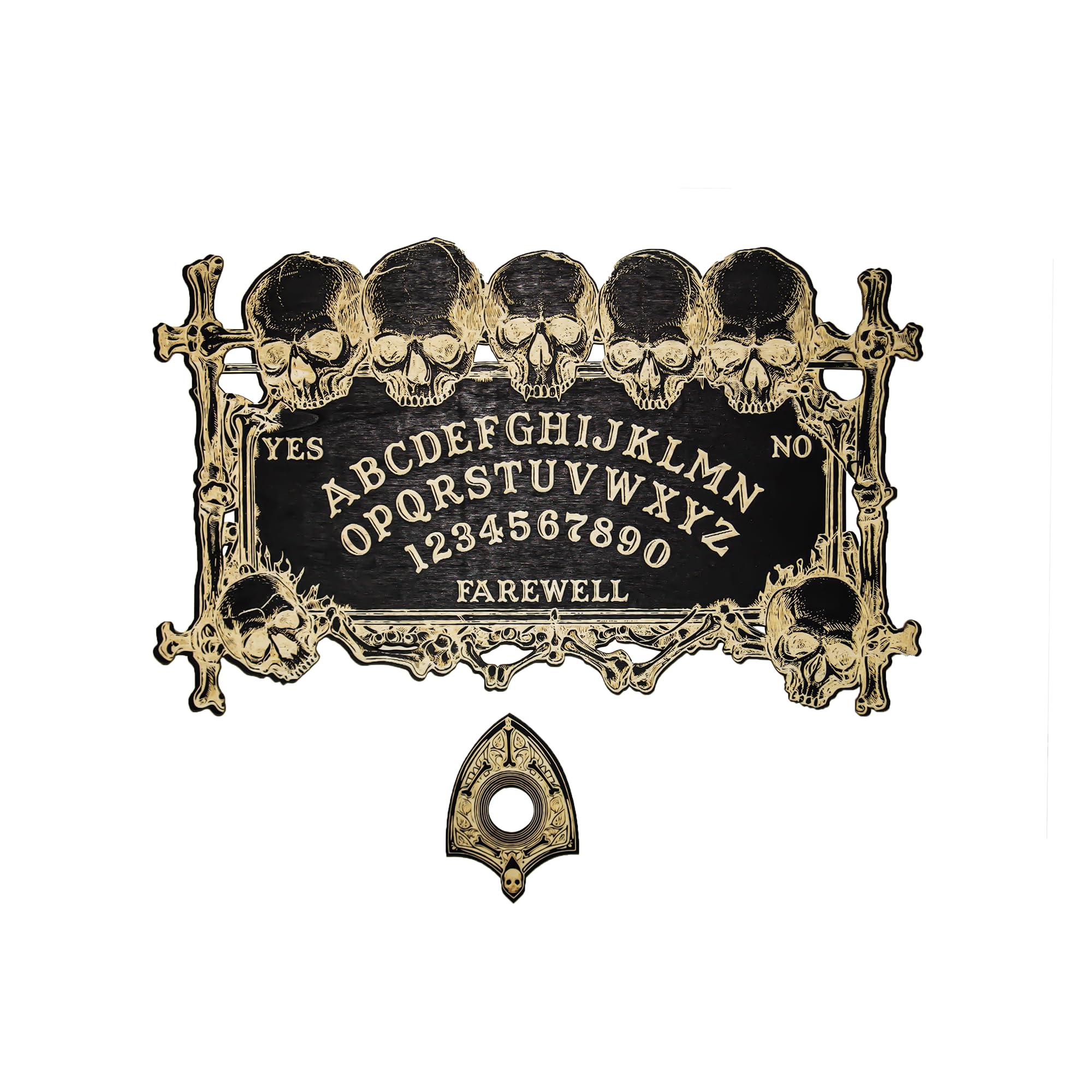 YIVFOX Ouija Board Magic Skull Divination Board for Party and Decoration, Wooden Spiritual Dialogue Board for Witchy Supplies