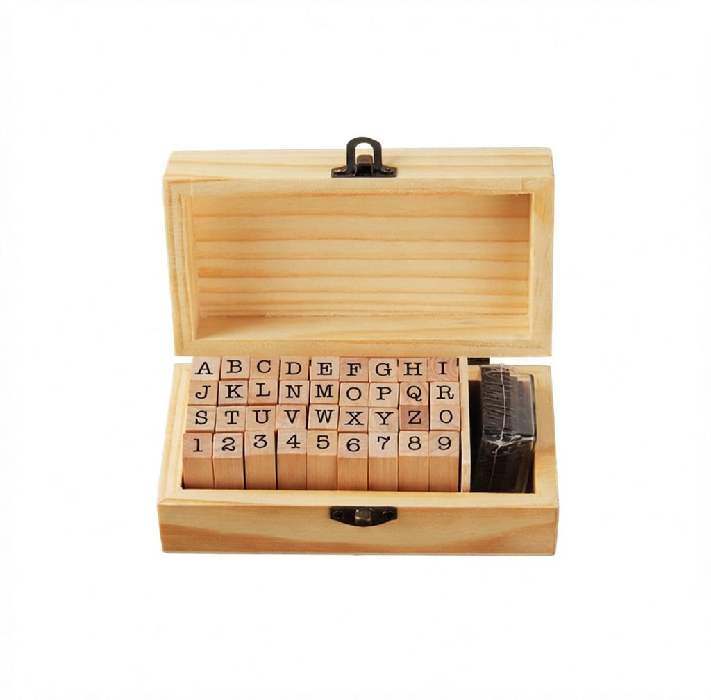 36 Pcs Letter Alphabet Stamps Set for Crafting, Small Wooden Rubber Stamps for Kids Scrapbooking & Classroom Activities -Card Making, DIY Crafts, and Scrapbooking Supplies