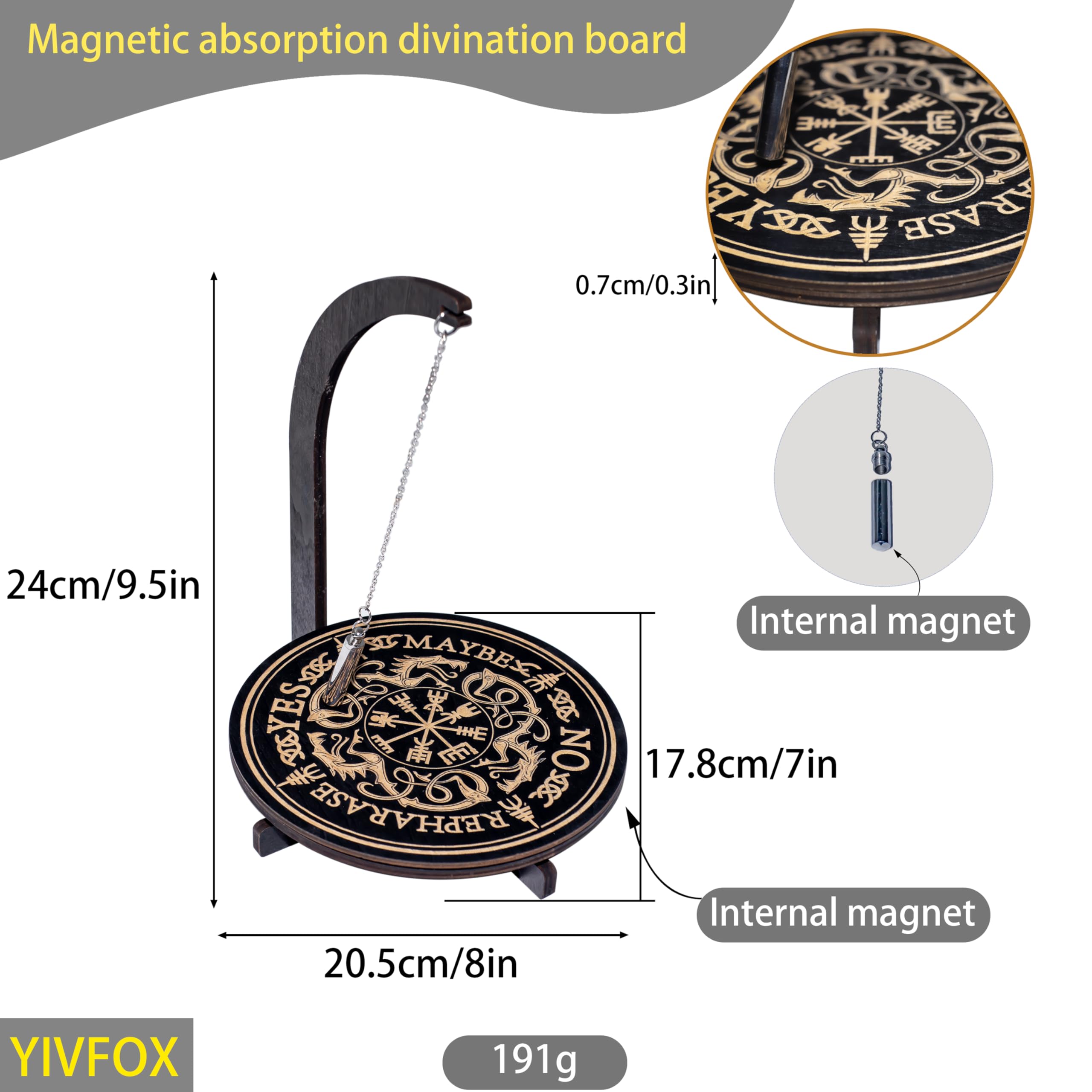 YIVFOX Mysterious & Divination Pendulum Stand Magnet (4 Patterns Total) - 24x8.5x7 Inch Magnetic Spiritual Decision Making Tool