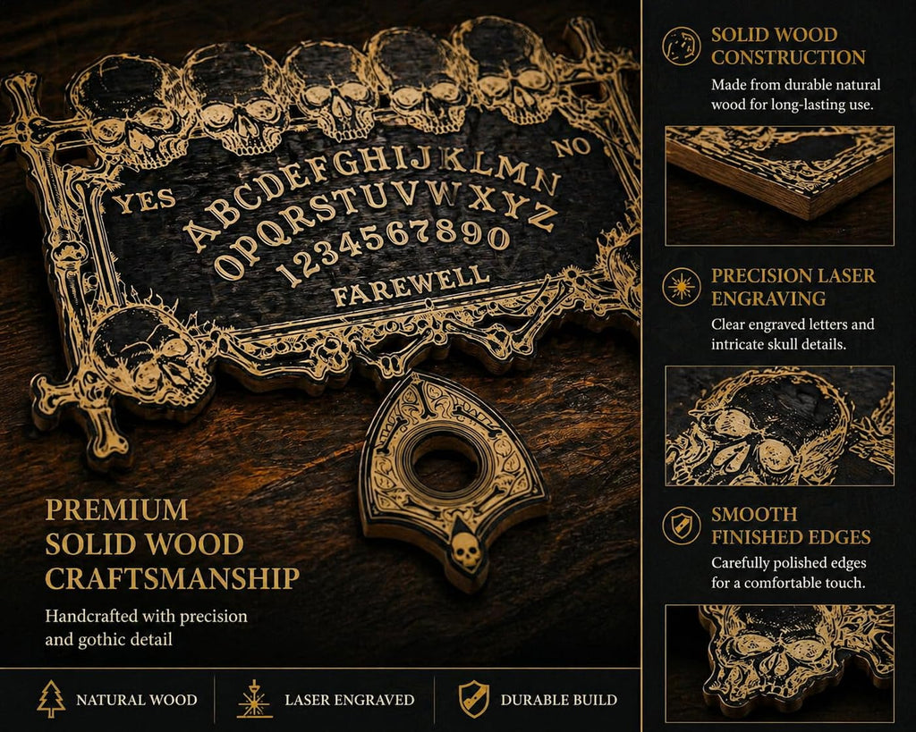 YIVFOX Ouija Board Magic Skull Divination Board for Party and Decoration, Wooden Spiritual Dialogue Board for Witchy Supplies